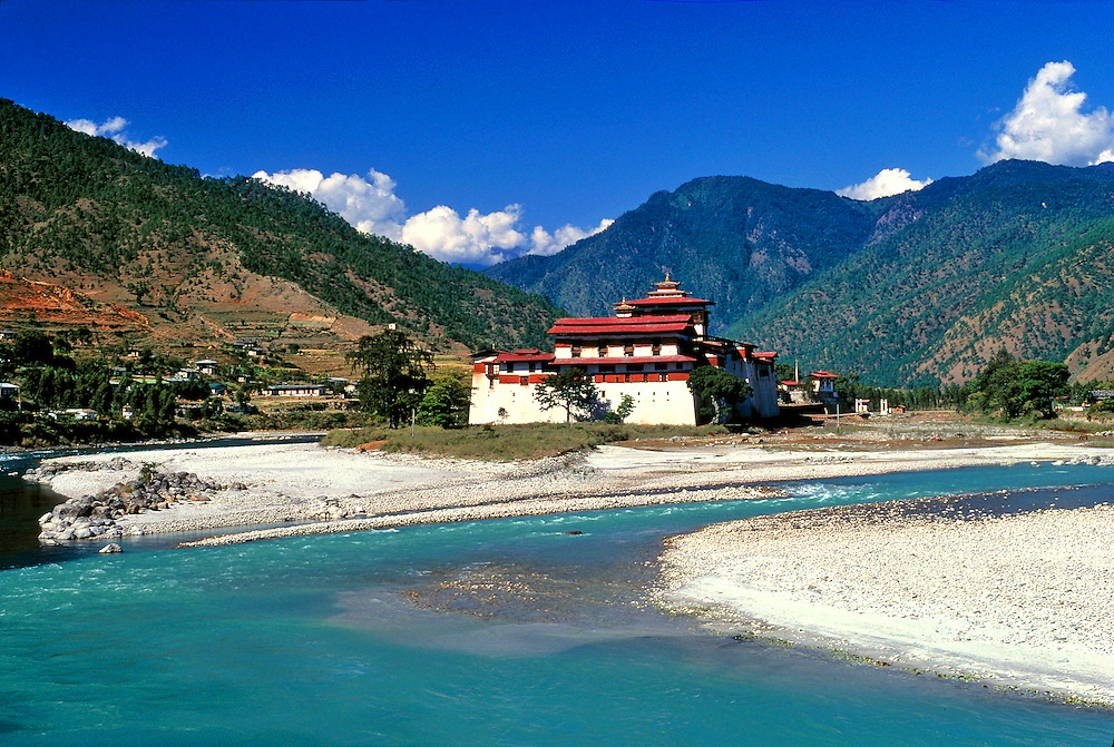 Mo Chhu River in Punakha, Bhutan