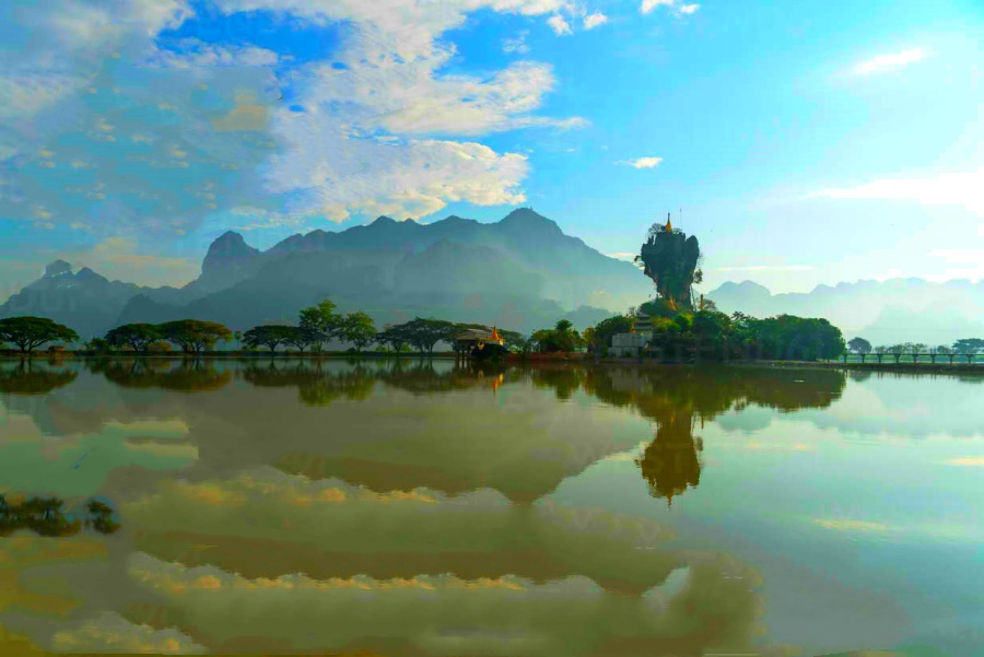 Kyauk Ka Lat Pagoda in Hpa-an of Kayin State, Myanmar (1)