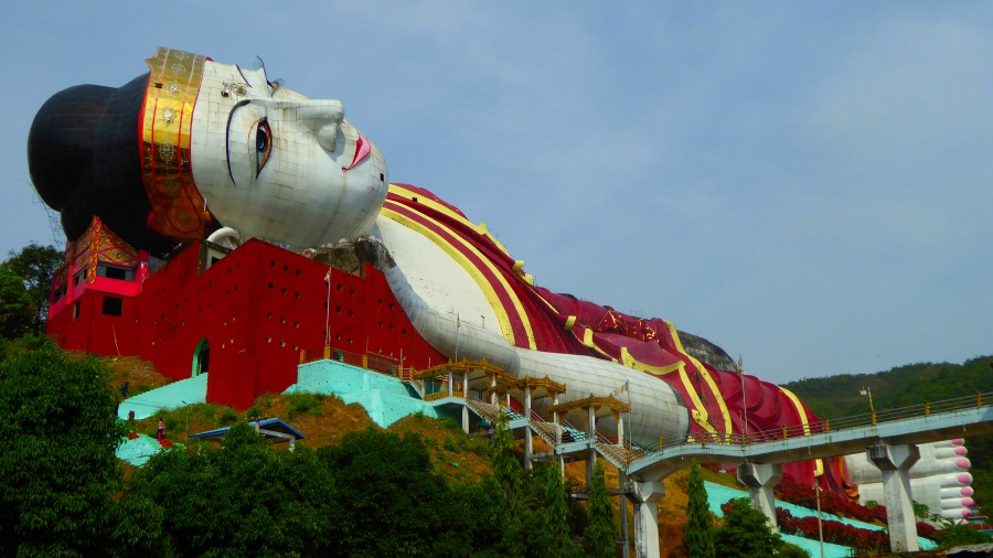 Win Sein Taw Ya - Reclining Buddha in Mawlamyine of Mon State, Myanmar (7)